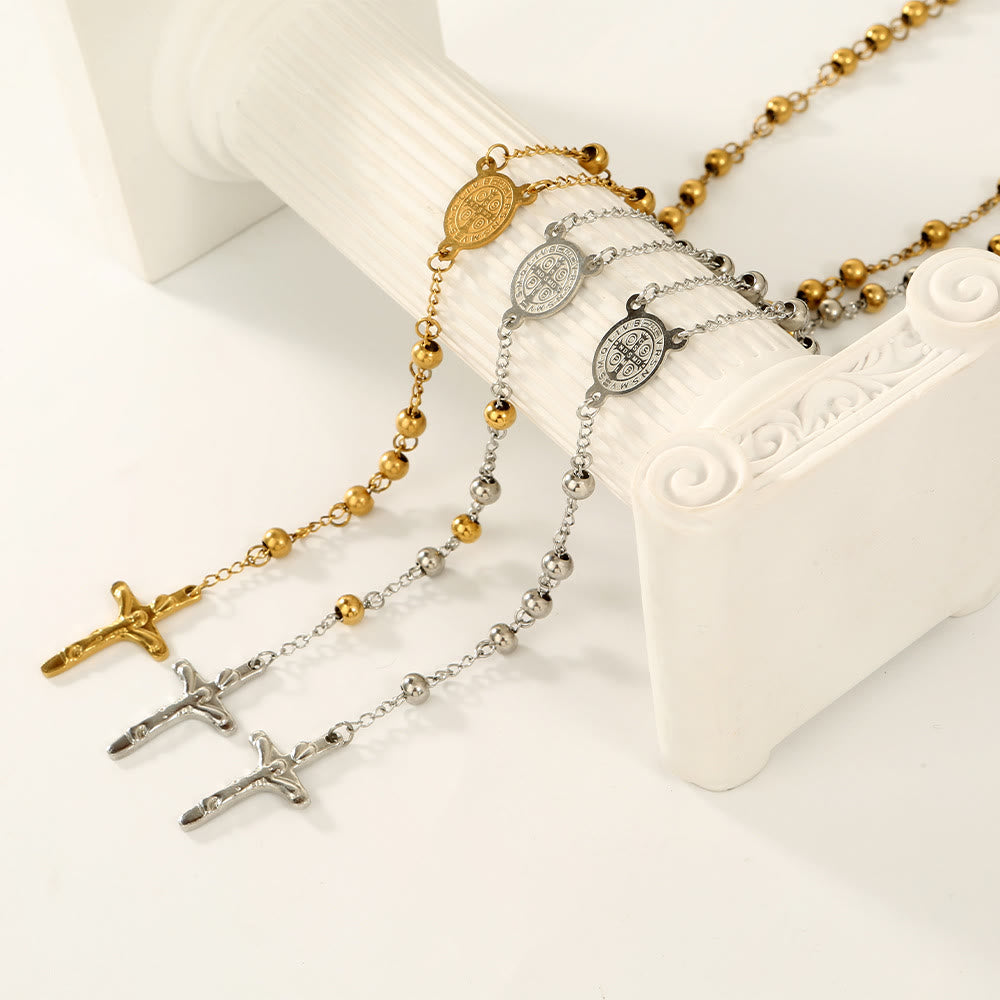 Stainless Steel Beads St. Benedict Crucifix Rosary - image 3