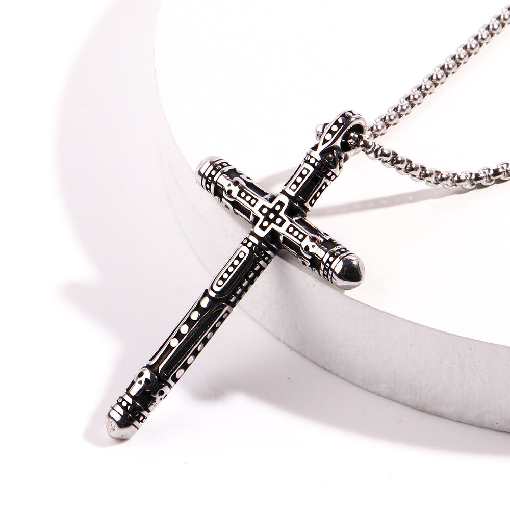Christianartworkshop Floral Engraved Cross Colorful Pendant Necklace - Metallic - image 1