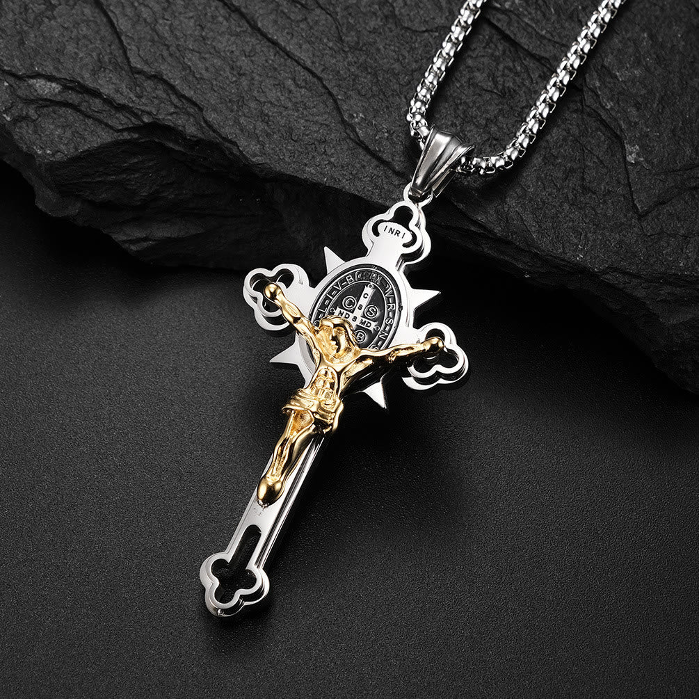 Christianartworkshop St. Benedict Symbol Crucifix Necklace - Metallic-gold - 29.52''/80cm - image 0