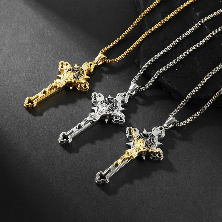 Christianartworkshop St. Benedict Symbol Crucifix Necklace - image 9