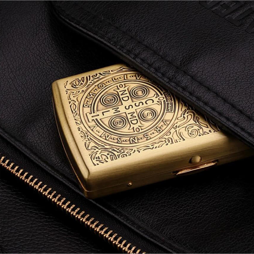 St. Benedict Cross Medallion Metal Cigarette Case - image 3