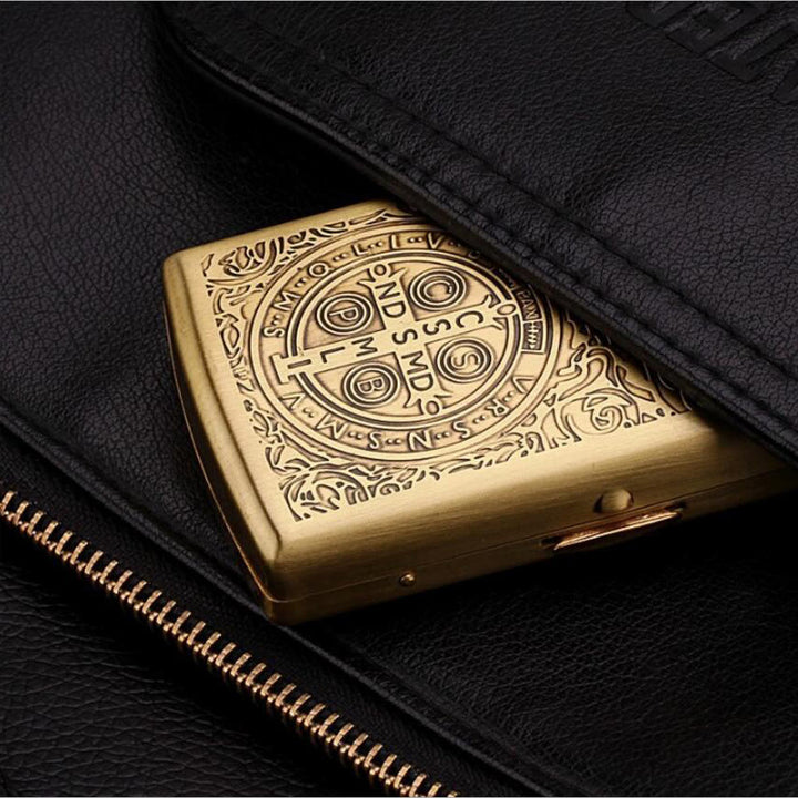 St. Benedict Cross Medallion Metal Cigarette Case - image 3
