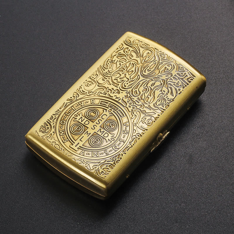 St. Benedict Cross Medallion Metal Cigarette Case - image 4