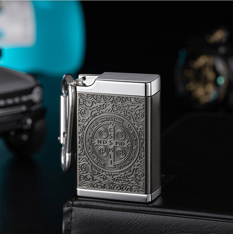 Portable St. Benedict Cross Medallion Cigarette Sealed Insulated Ashtray - Black - image 5