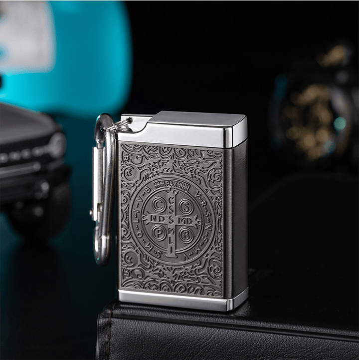 Portable St. Benedict Cross Medallion Cigarette Sealed Insulated Ashtray - Black - image 5