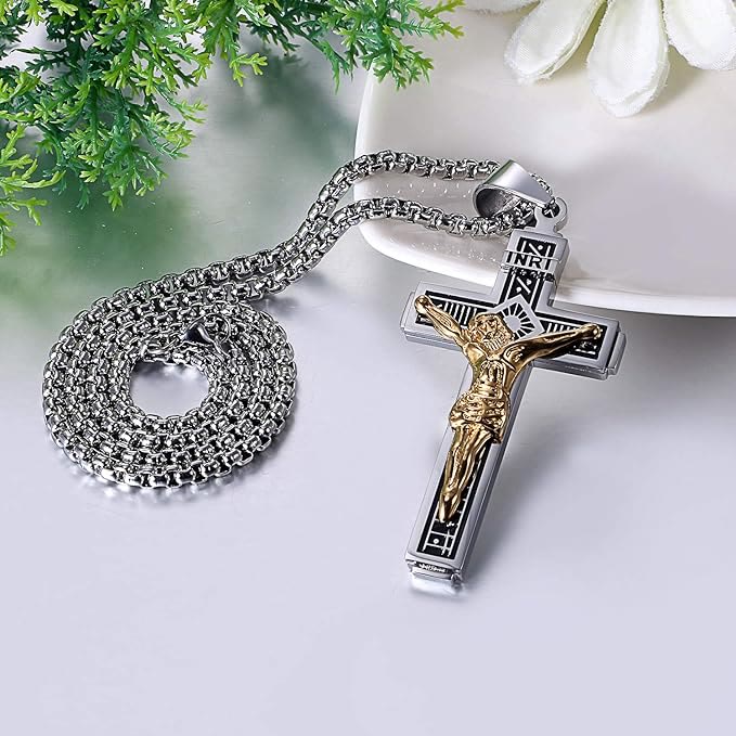 Christianartworkshop Crafted Jesus Christianartworkshop Crucifix Titanium Necklace - image 1