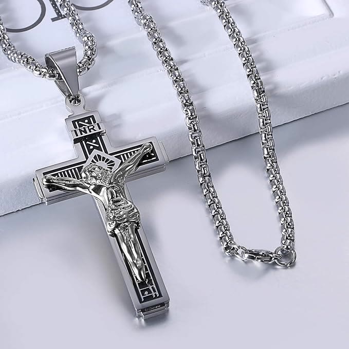 Christianartworkshop Crafted Jesus Christianartworkshop Crucifix Titanium Necklace - image 12