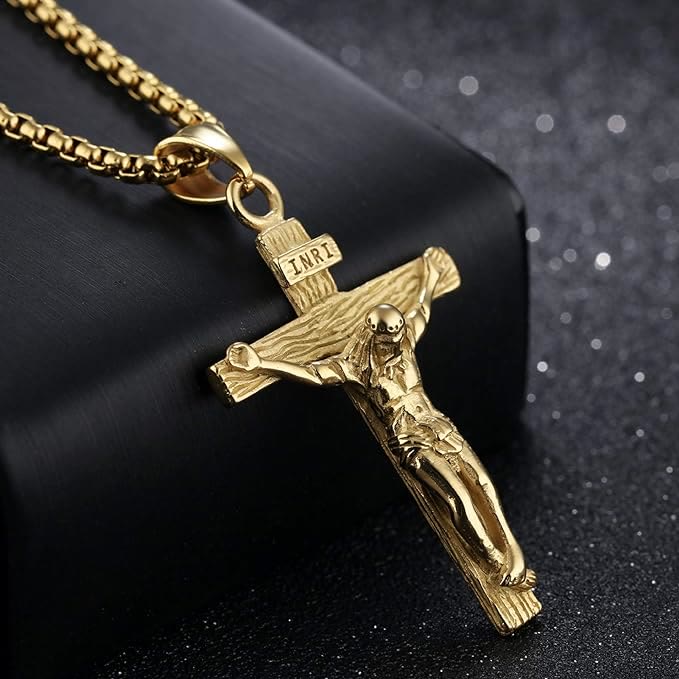 Christianartworkshop Jewelry Crucifix Pendant Charm Necklace  - Golden - image 2