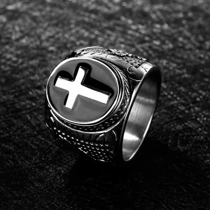 Christianartworkshop Retro Cross "Hand of God" Titanium Religion Ring - Silver - AU Size Z+2（US 15） - image 6