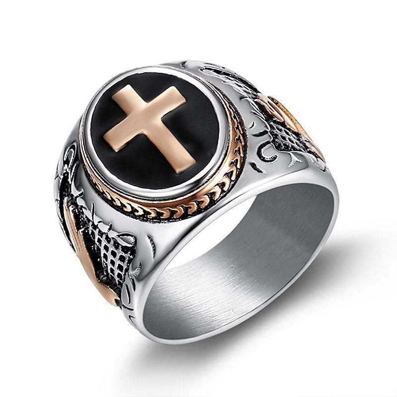 Christianartworkshop Retro Cross "Hand of God" Titanium Religion Ring - Rose gold - AU Size Z+2（US 15） - image 10