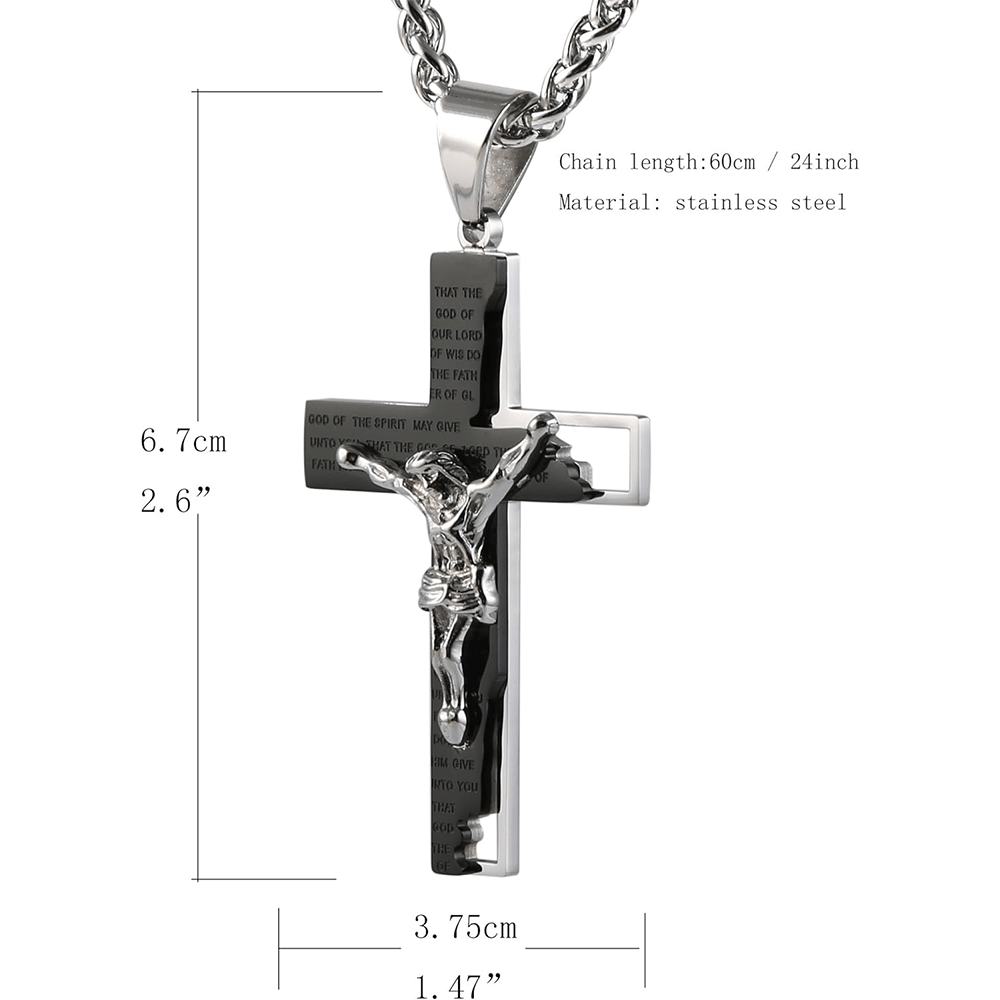Christianartworkshop Stainless Steel Crucifix Bible Prayer Pendant Necklace Chain - image 10