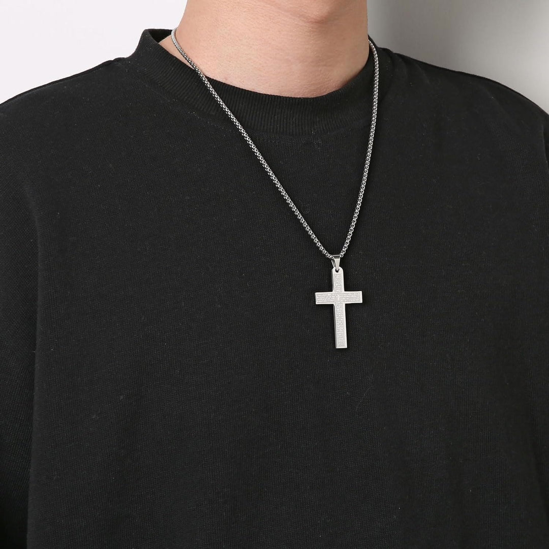 Christianartworkshop Stainless Steel Lord's Prayer Pendant Cross Necklace - image 11