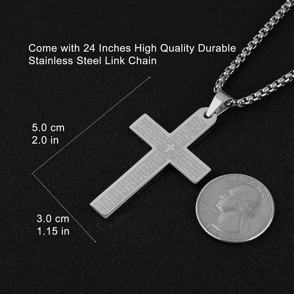 Christianartworkshop Stainless Steel Lord's Prayer Pendant Cross Necklace - image 12