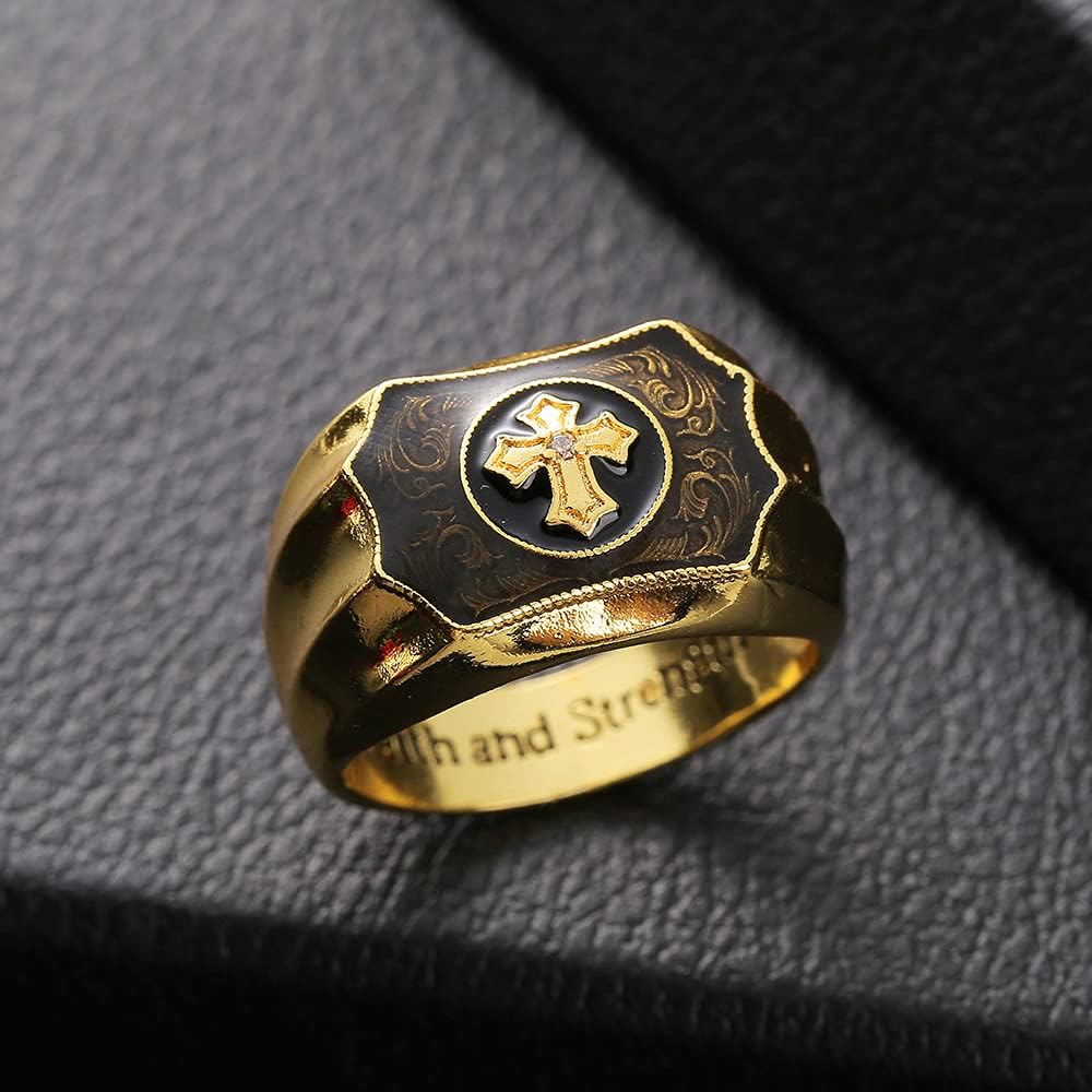 Christianartworkshop Faith and Strength Jesus Cross Religious Ring - AU Size Z（US 13） - image 0