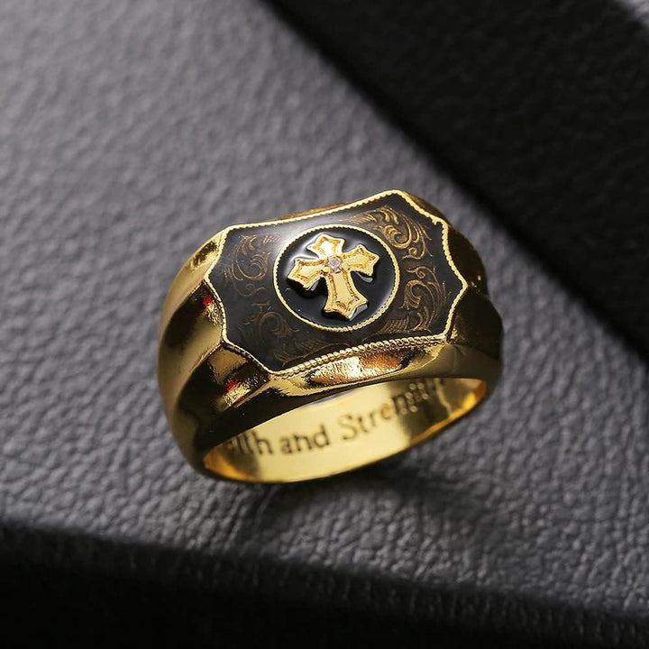 Christianartworkshop Faith and Strength Jesus Cross Religious Ring - AU Size Z（US 13） - image 0