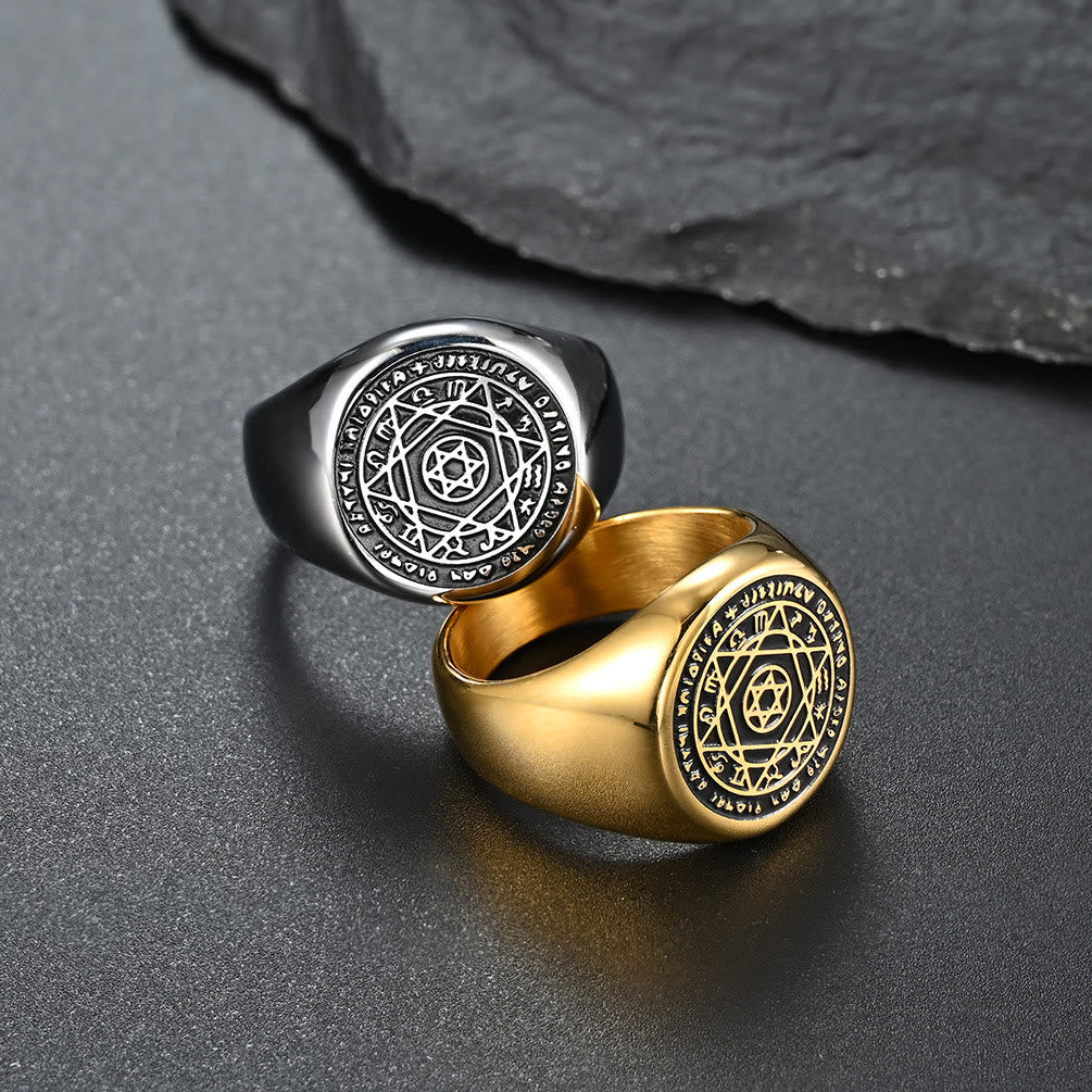 Christianartworkshop Talisman Seal of Solomon Six-Pointed Star Constellation Rings Stainless Steel Band - image 3