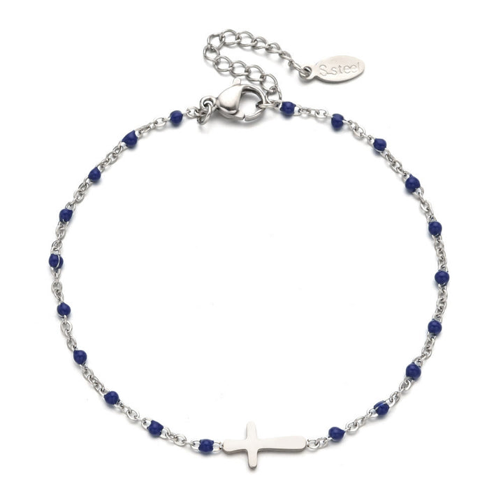 Christianartworkshop Delicate Minimalist Cross Bracelet - Silver-Blue - image 20