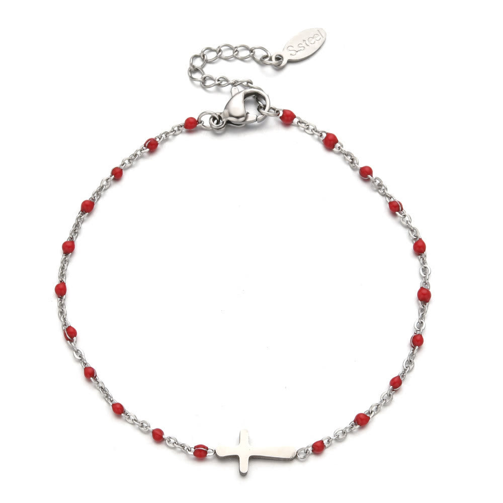 Christianartworkshop Delicate Minimalist Cross Bracelet
