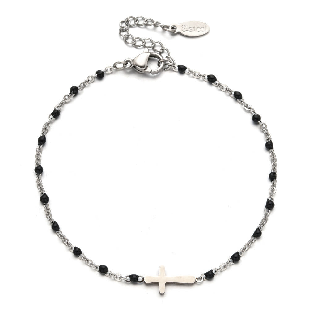 Christianartworkshop Delicate Minimalist Cross Bracelet - Silver-Black - image 19