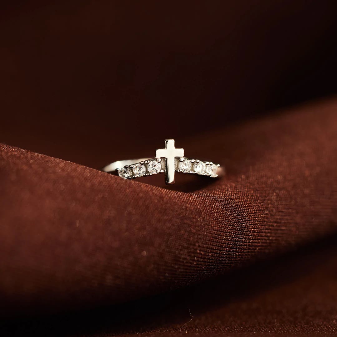 Christianartworkshop Minimalist Jesus Cross Zirconia Ring - image 4