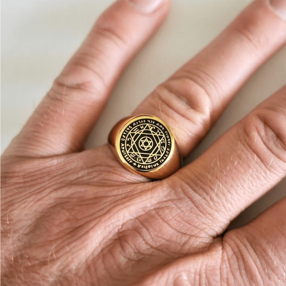 Christianartworkshop Talisman Seal of Solomon Six-Pointed Star Constellation Rings Stainless Steel Band - image 5