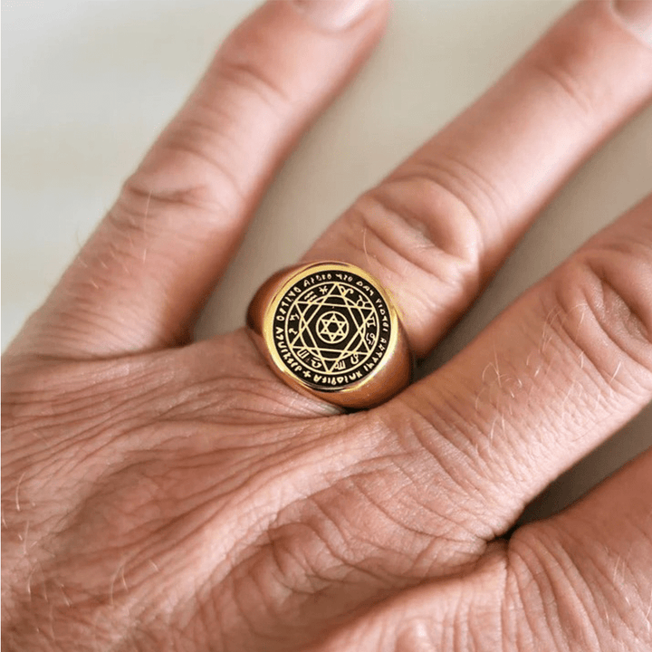 Christianartworkshop Talisman Seal of Solomon Six-Pointed Star Constellation Rings Stainless Steel Band - image 5