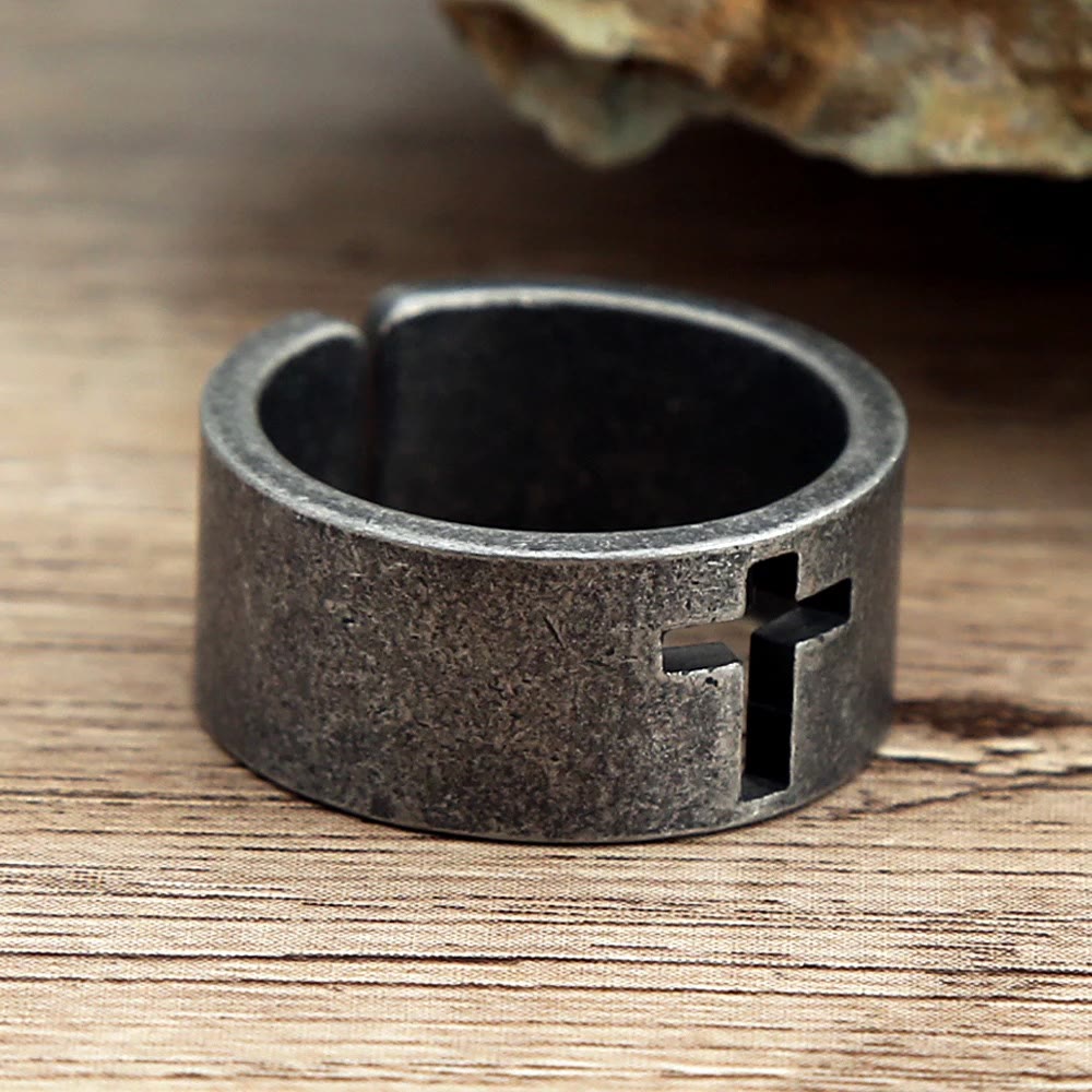 Christianartworkshop Stainless Steel Antique Punk Christianartworkshop  Cross Ring - image 7