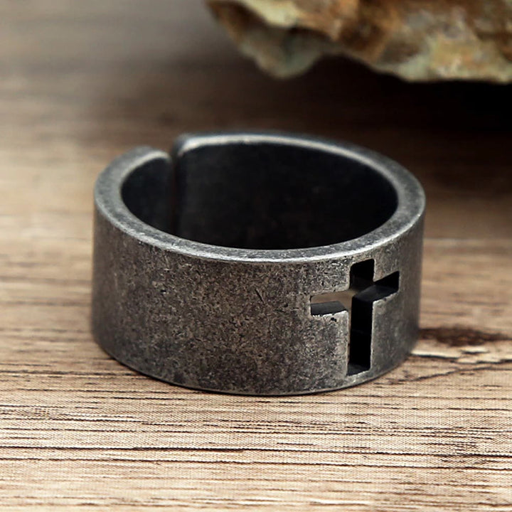 Christianartworkshop Stainless Steel Antique Punk Christianartworkshop  Cross Ring - image 7