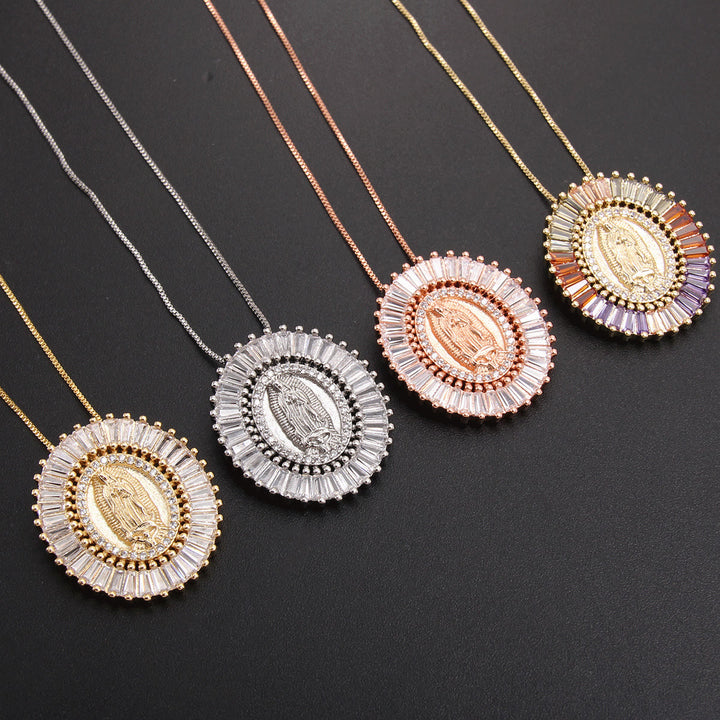 Christianartworkshop Our Lady of Guadalupe Zirconia Amulet Pendant Necklace - Golden - image 0