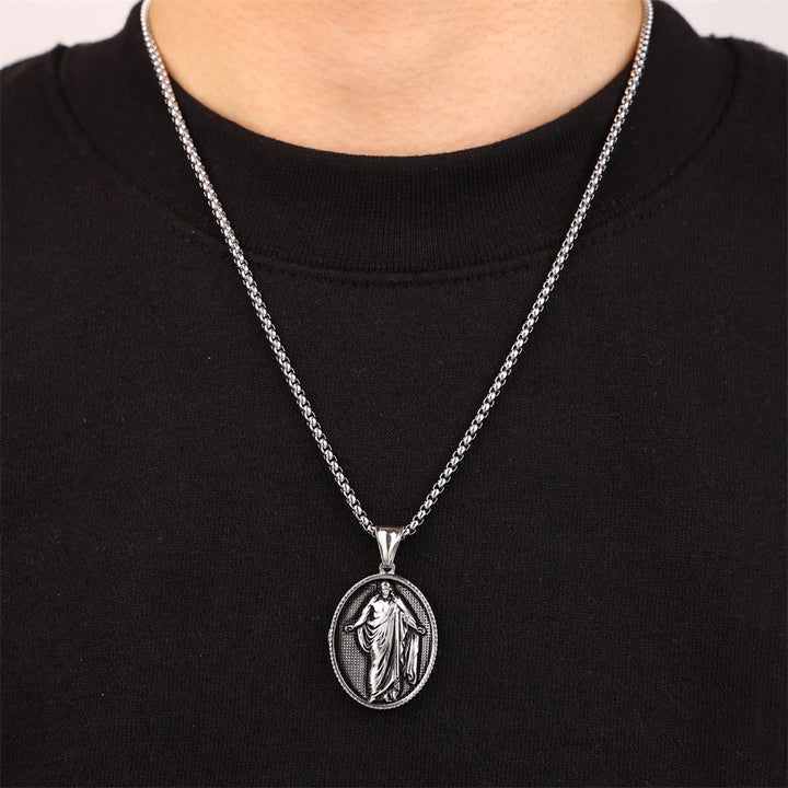 Christianartworkshop Jesus Medallion Pendant Blessing Necklace - image 4