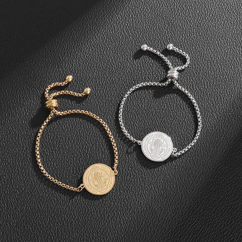 Christianartworkshop St. Benedict Engraved Medal  Adjustable Bracelet - image 6