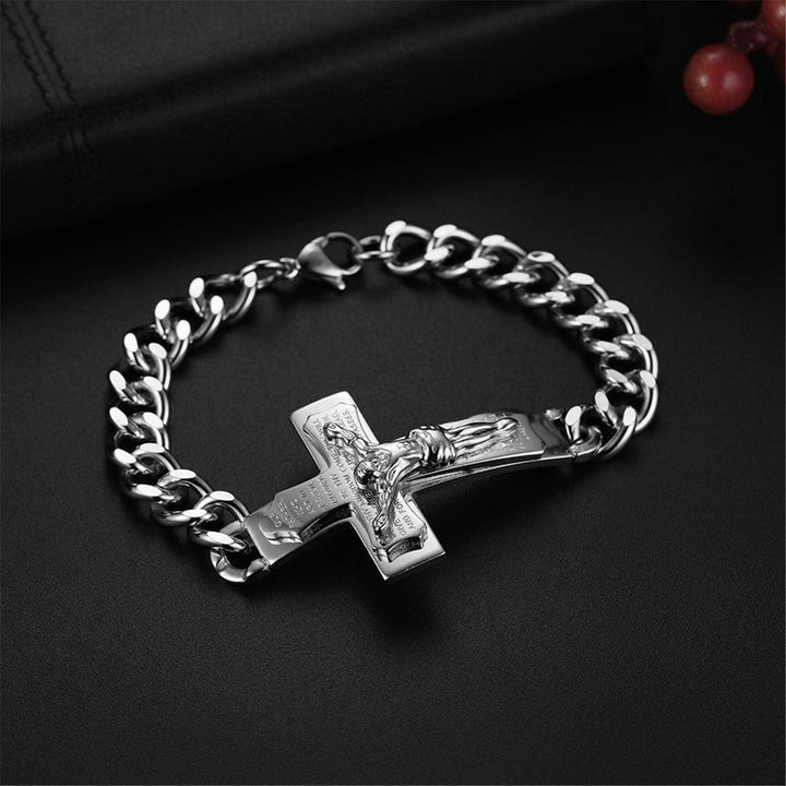 Christianartworkshop Solid Jesus Cross Bible Verse Crucifix Prayer Bangle Bracelet - image 7