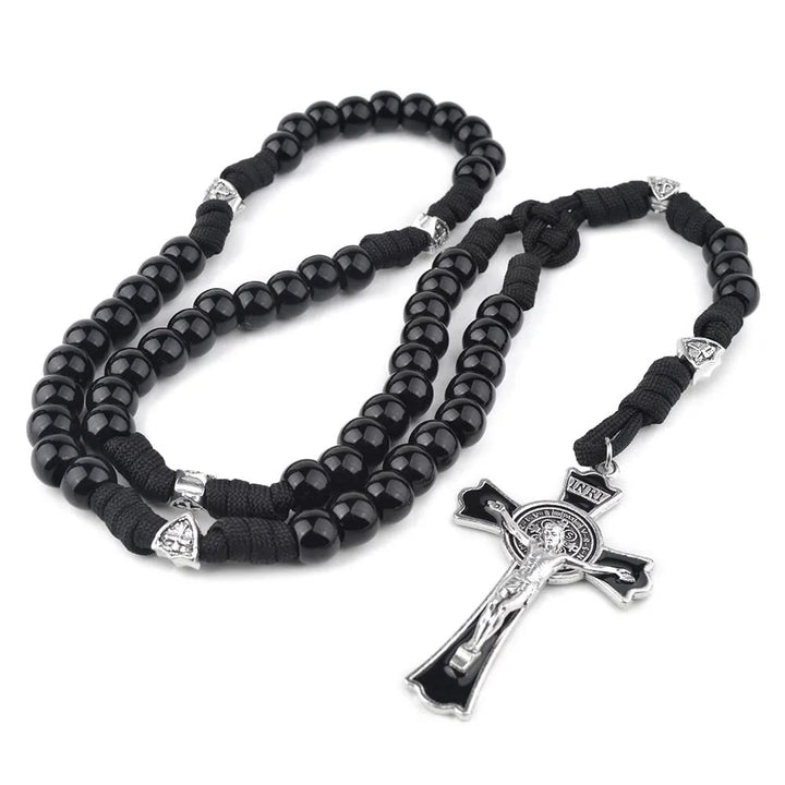 Christianartworkshop Fine Crafted Black Sturdy Umbrella Cord Crucifix Rosary - Black - image 0