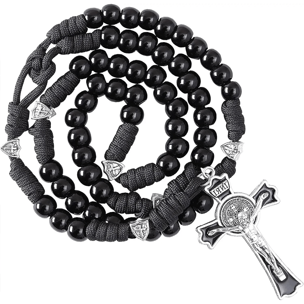 Christianartworkshop Fine Crafted Black Sturdy Umbrella Cord Crucifix Rosary - image 1
