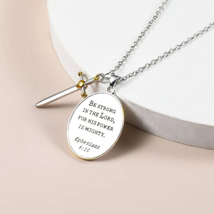 Christianartworkshop Two Tone Sword & Oval Shield St. Michael Pendant Necklace - image 2