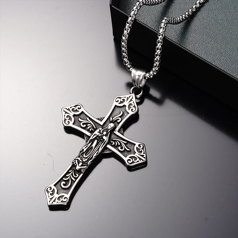 Christianartworkshop Retro Titanium Virgin Mary Cross Pendant Necklace - image 7