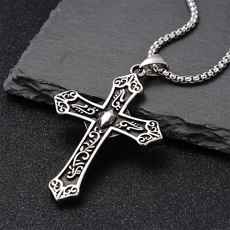 Christianartworkshop Retro Titanium Virgin Mary Cross Pendant Necklace - image 1