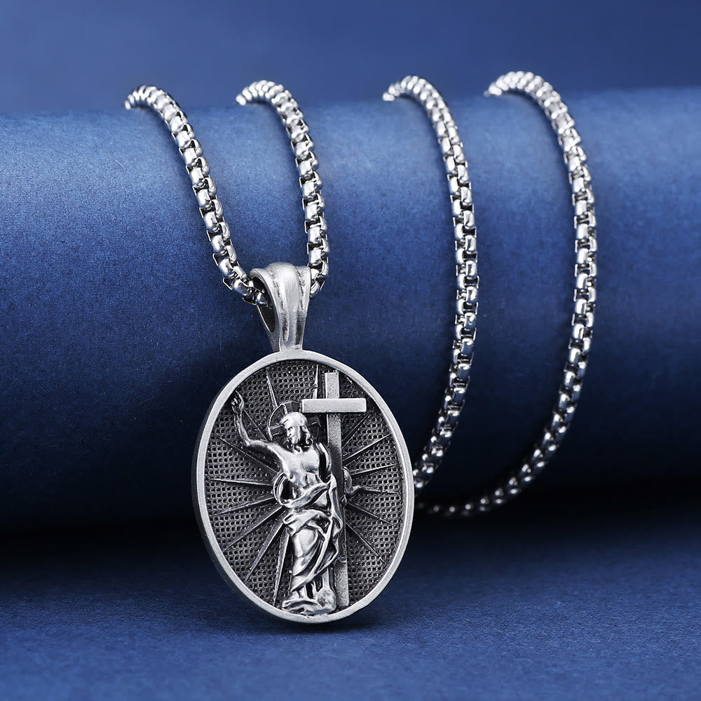 Christianartworkshop Risen Jesus Medallion Christian Religious Necklace  - image 1
