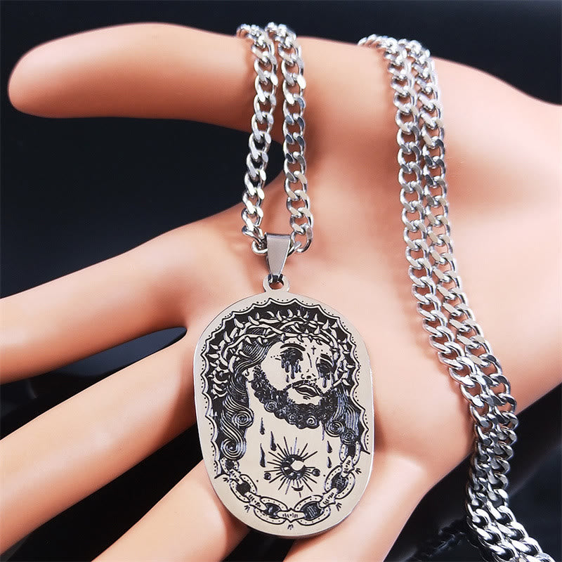Christianartworkshop Multi-element Crown of Thorns Statue of Jesus Necklace  - image 2