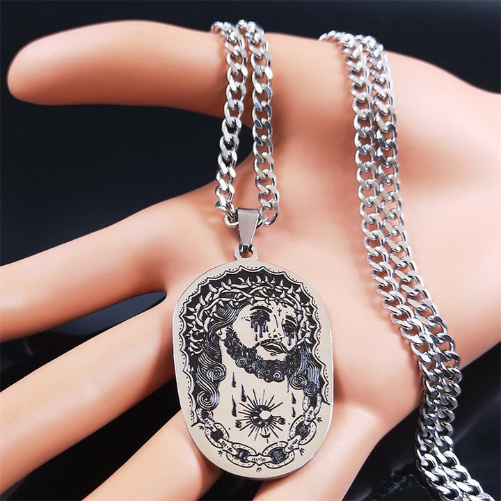Christianartworkshop Multi-element Crown of Thorns Statue of Jesus Necklace  - image 2