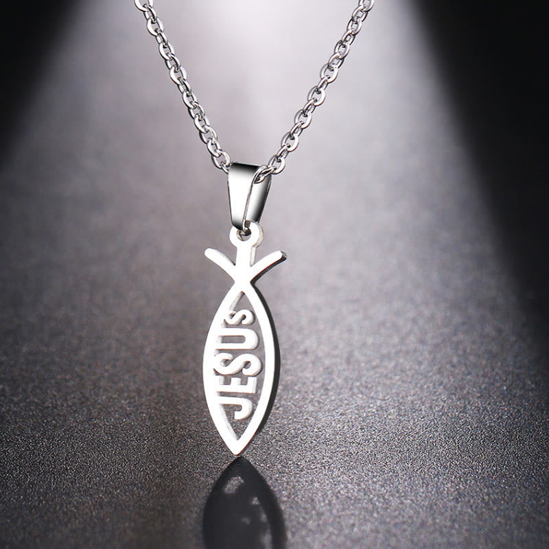 Christianartworkshop Chain Jesus Fish Shape Necklace - image 8