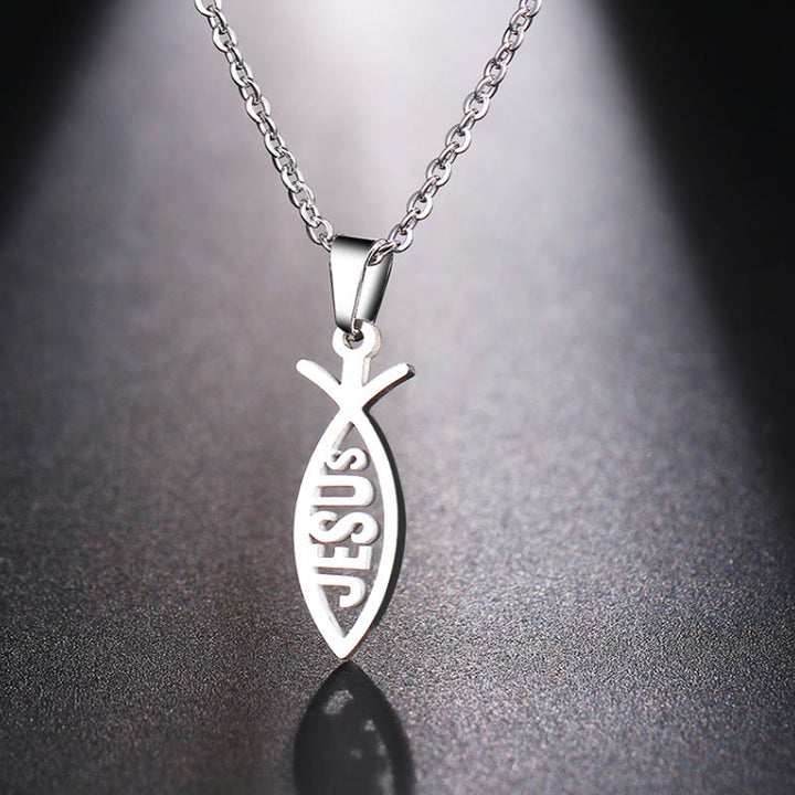 Christianartworkshop Chain Jesus Fish Shape Necklace - image 8