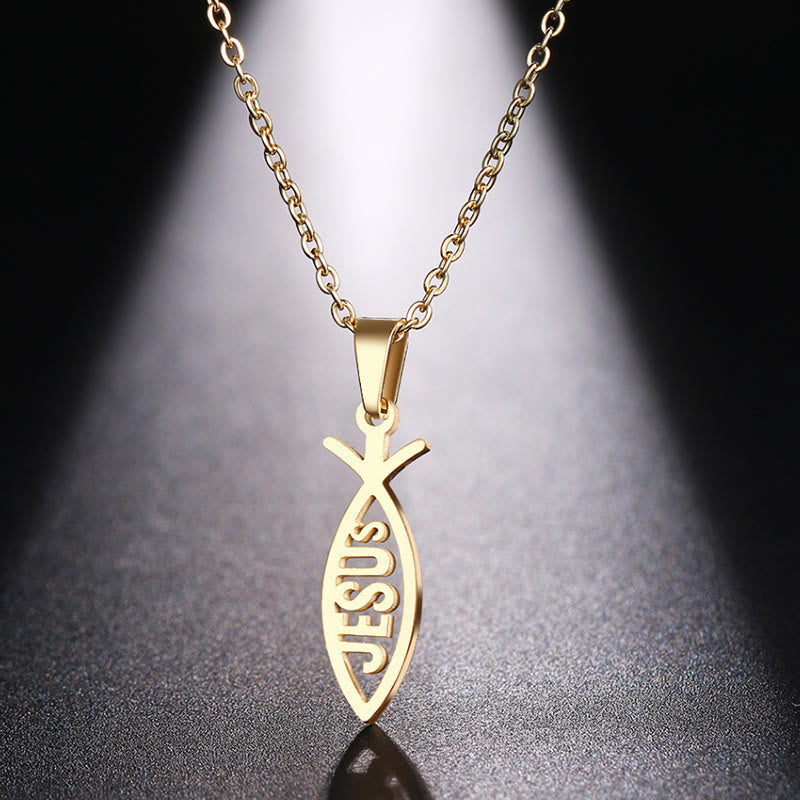 Christianartworkshop Chain Jesus Fish Shape Necklace - image 3