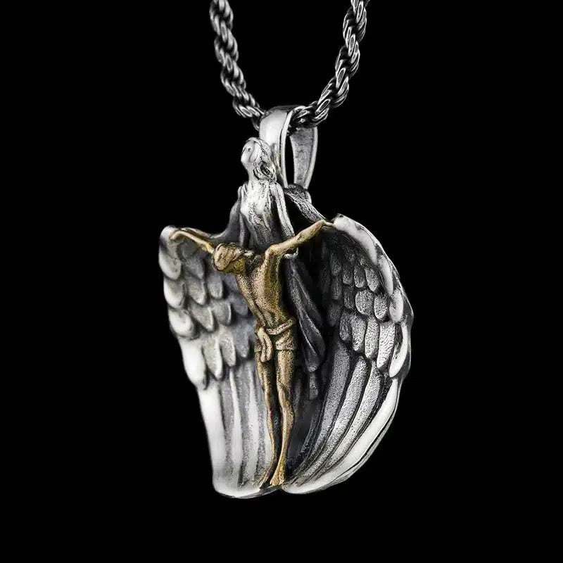 Christianartworkshop Holy Jesus Redeeming Angel Prayer Religious Necklace - image 1