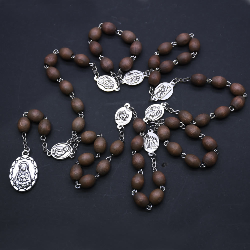 Seven Sorrows Olive Wood Rosary of the Virgin Mary - image 3