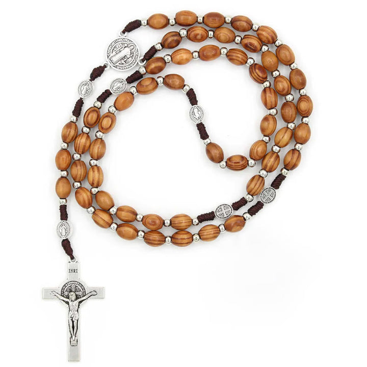 St. Benedict Natural Olive Wood Rosary with Crucifix - image 6