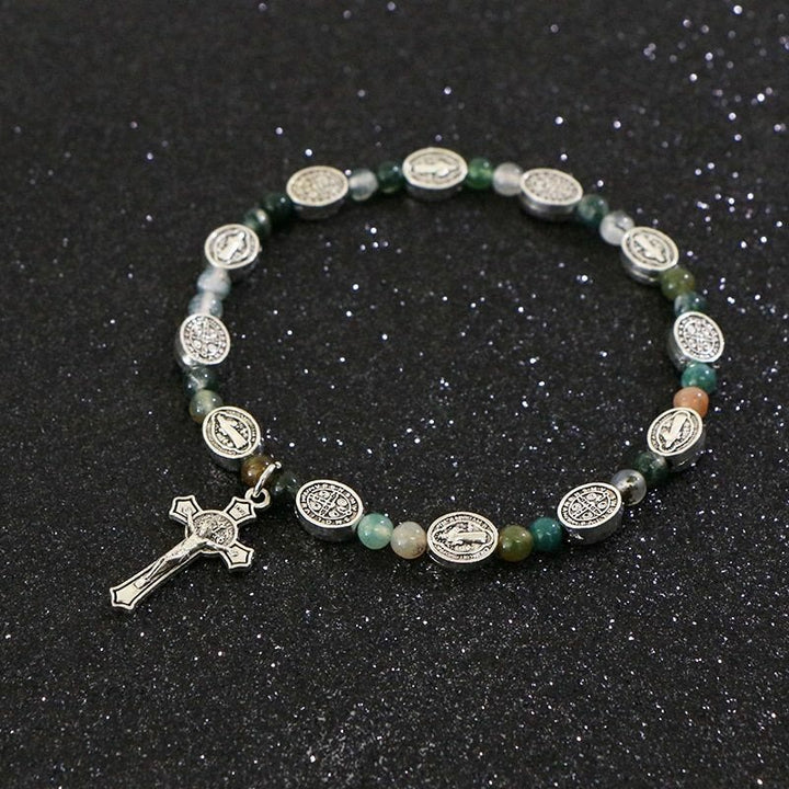 Christianartworkshop Agate/Turquoise St. Benedict Cross Bracelet - image 3