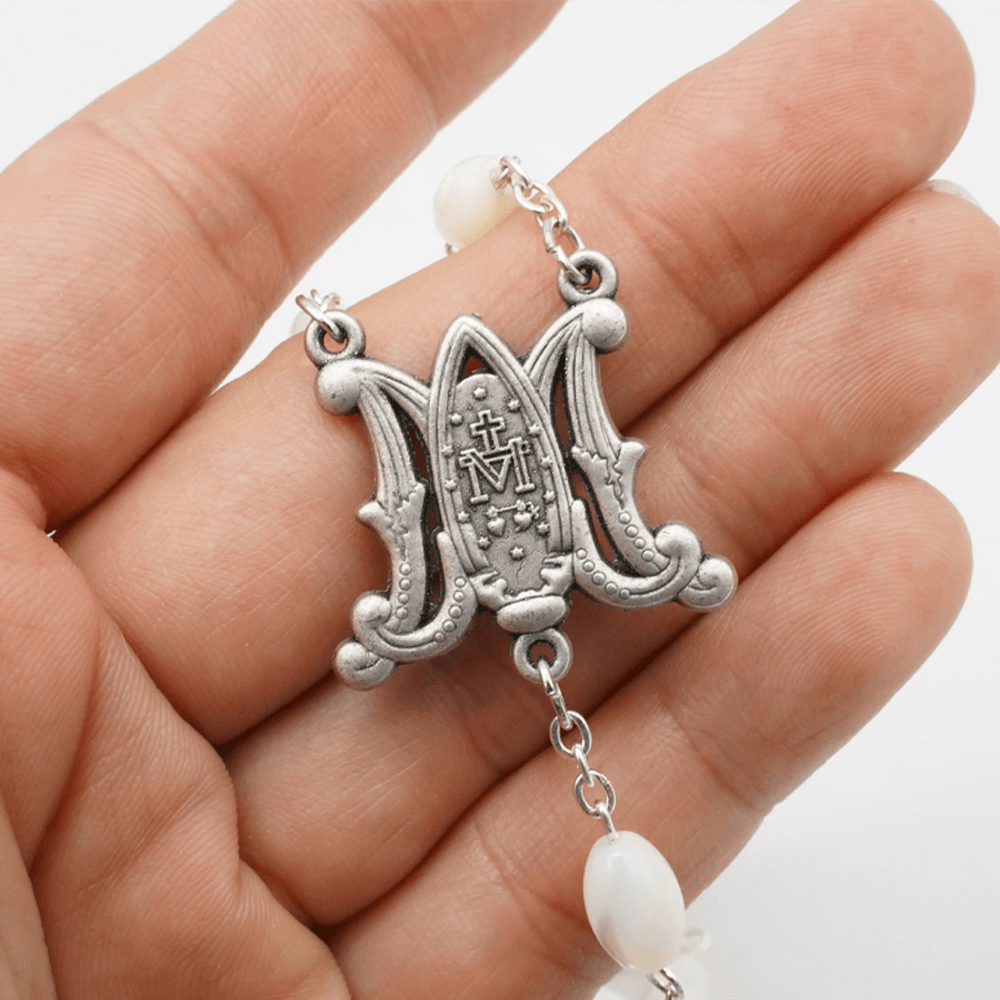 Christianartworkshop Blessed Virgin Mary: Catholic Mother-of-Pearl Rosary - image 4