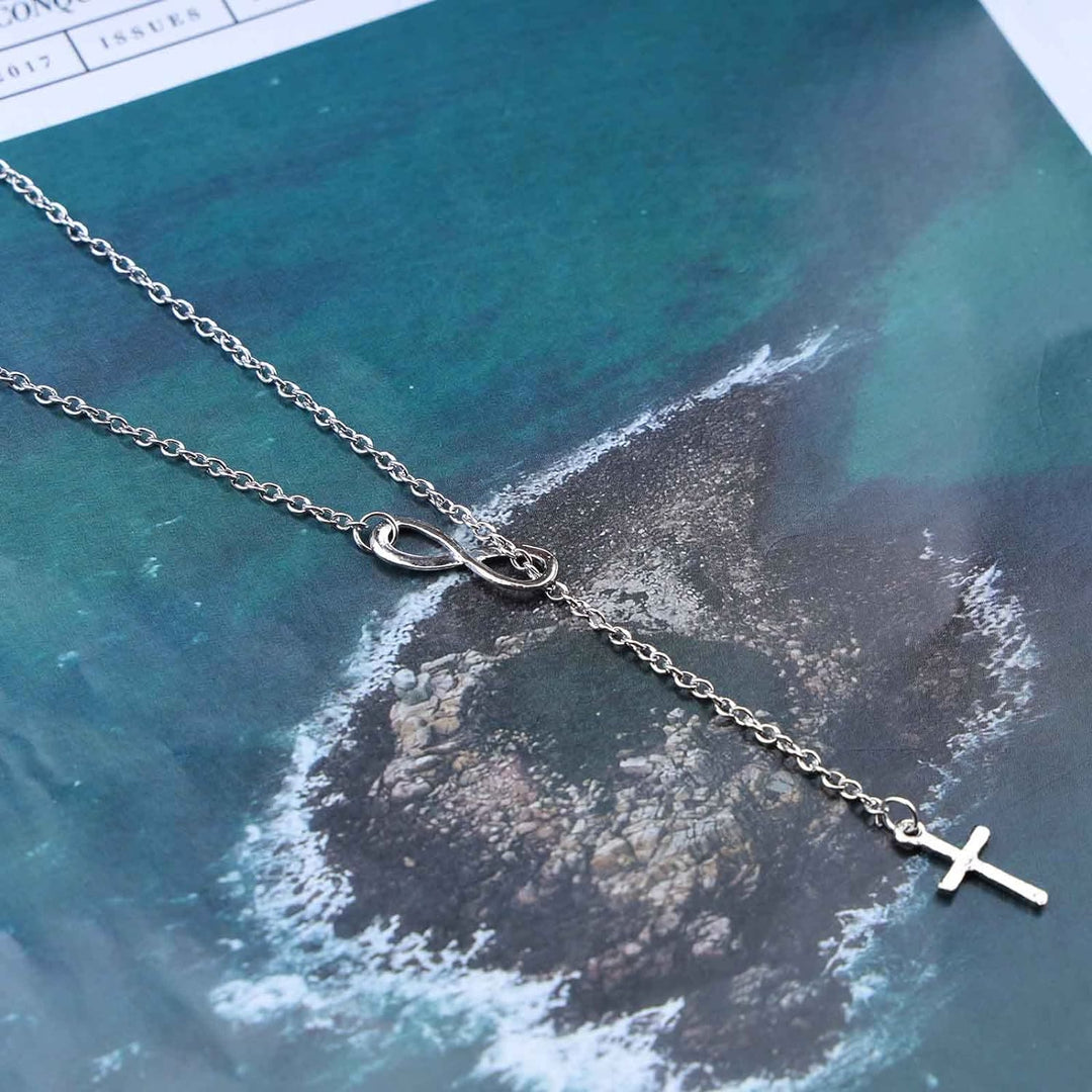 Christianartworkshop Eternal Infinity Symbol & Cross Silver Necklace - image 1