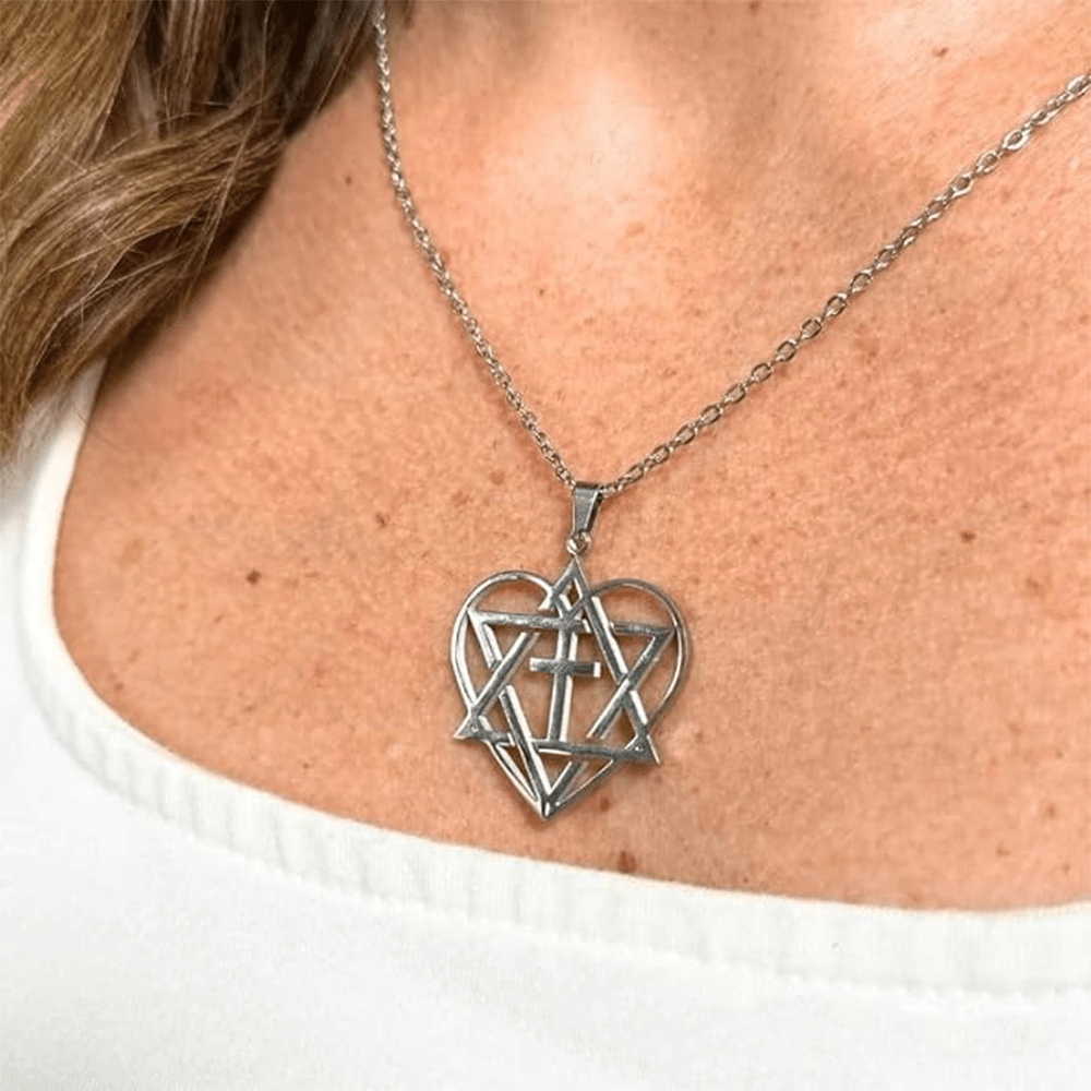 Christianartworkshop Messianic, Christain, Yeshua (Jesus) In My Heart Adjustable Silvertone Cable Chain Necklace - Silver - image 1